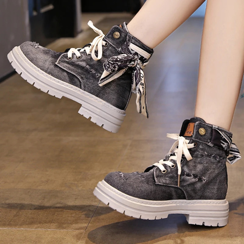 Women Ankle Boots Personalized Denim n Casual Shoes Fashion Outdoor Comfortable Shoes Flats Walking Boots For Female 35-40 250729