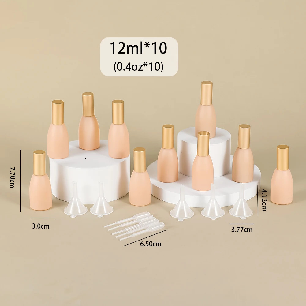 10 Pcs Pink/Green Essential Oil Roller Bottles 12ml Empty Protection Leakproof with 5 Funnel and 5 droppers for Travel Perfume 250726