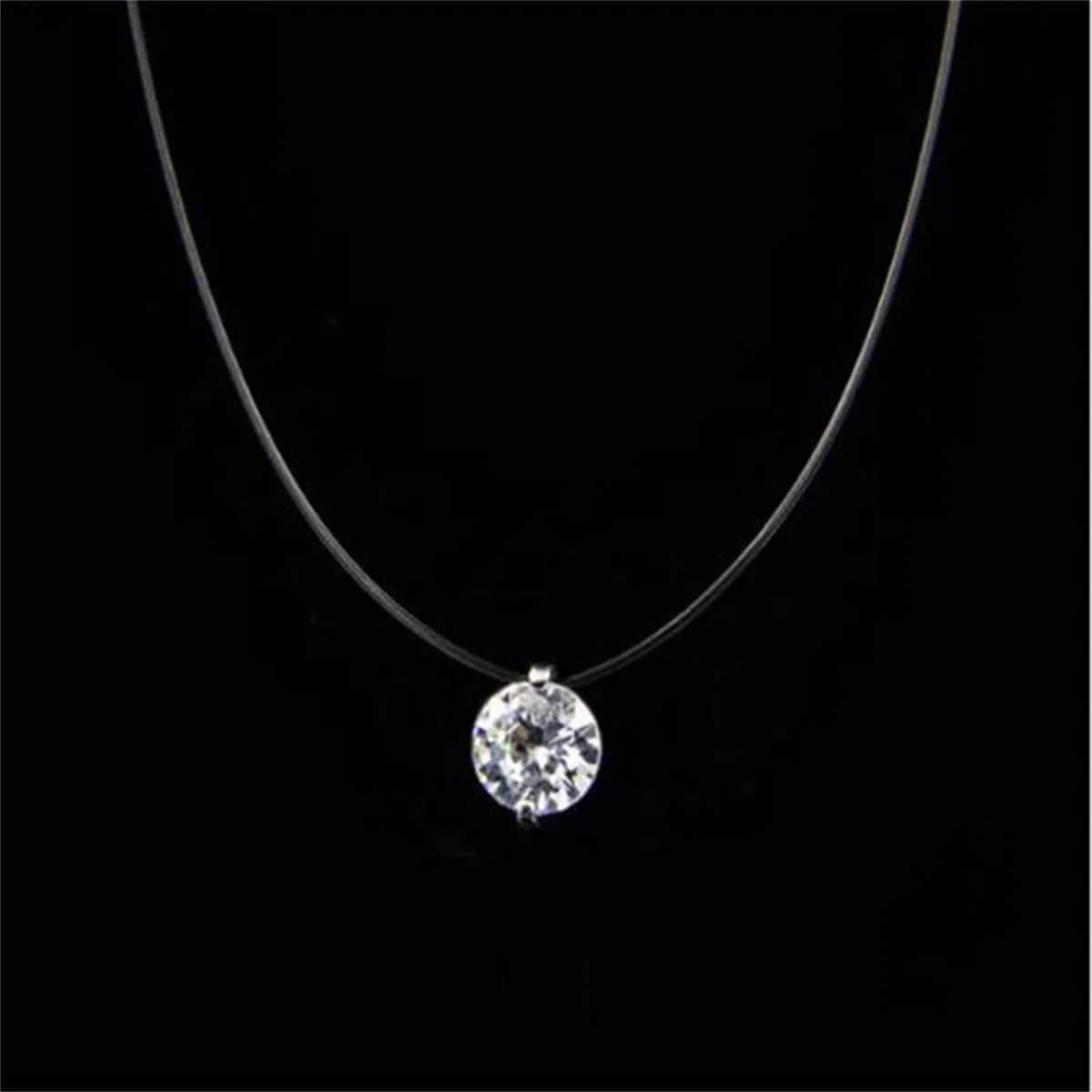Fashion Shiny Crystal Necklace For Women Female Transparent Fishing Line Round Zircon Choker Minimalist Clavicle Chain Jewelry Z250731 Z250910