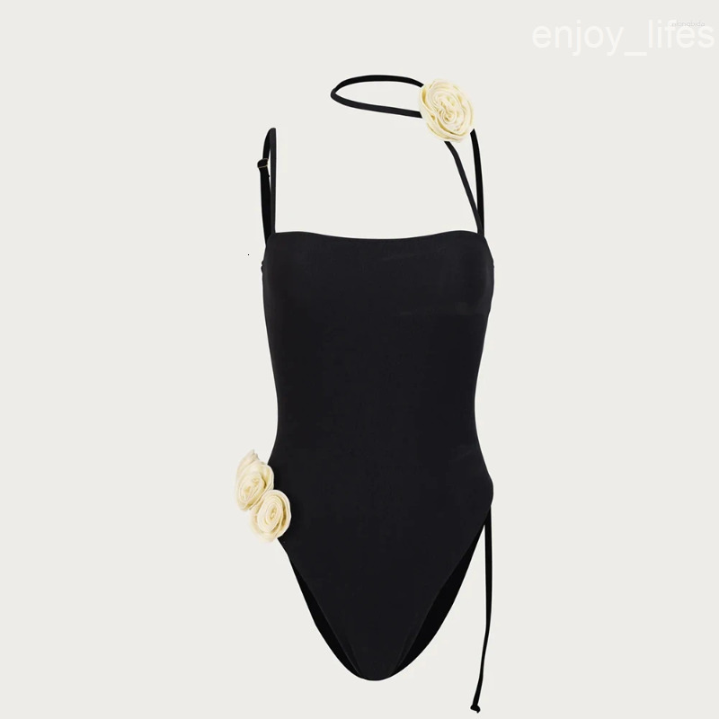 Womens Swimwear Sexy Rosette Choker One Piece Swimsuit Women Bathing Suit Beachwear Monokini Female Swimming Suits