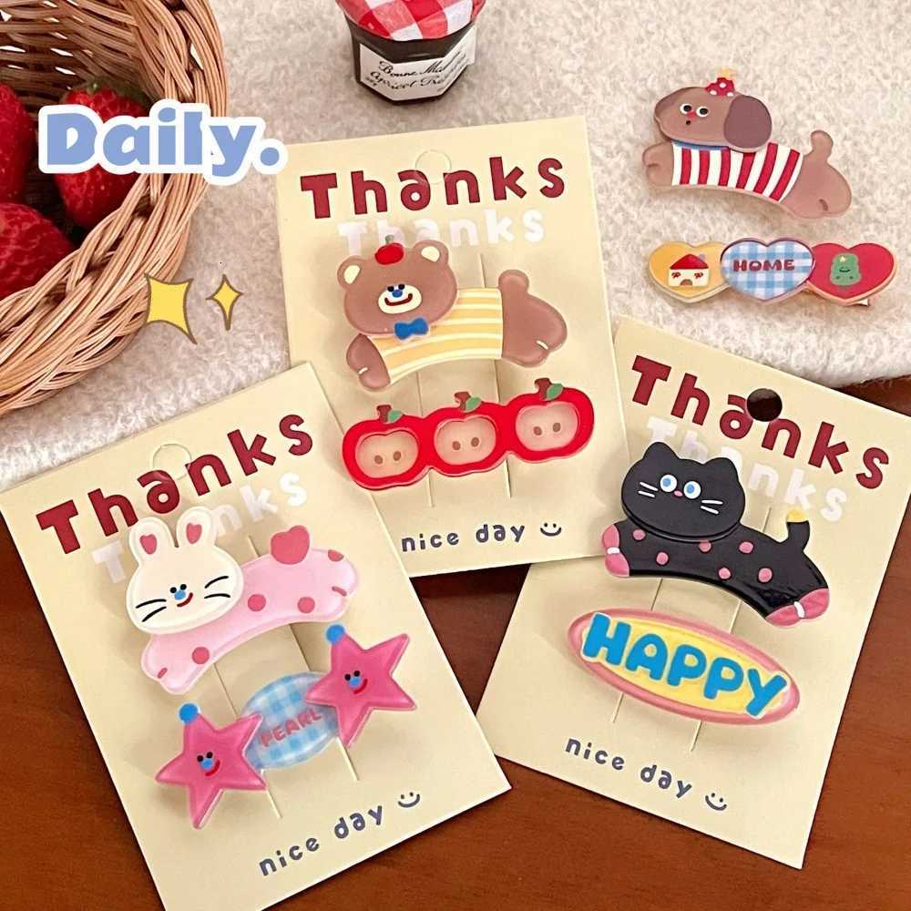 2 Pcs Cute Cartoon Cute Pet Hair Clip Girl Heart Versatile Hair Accessories Temperament bangs Clip Hair Clip Set R250730