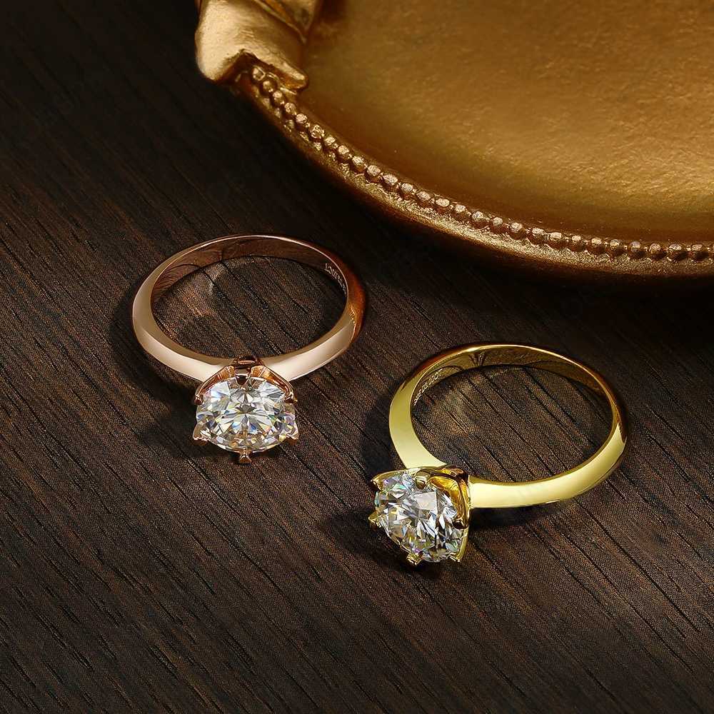 6 Prong Classic Trendy Solitaire Engagement Wedding Band GRA Certified 925 Silver Ring with Moissanite for Women y250730