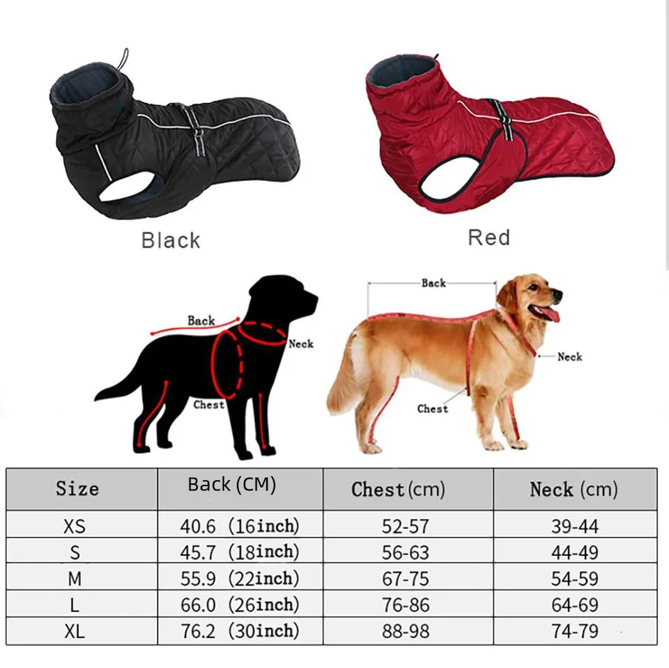 Dog Outdoor Jacket Waterproof Reflective Pet Coat Vest Winter Warm Cotton Dogs Clothing for Large Middle Dogs Labrador 250729