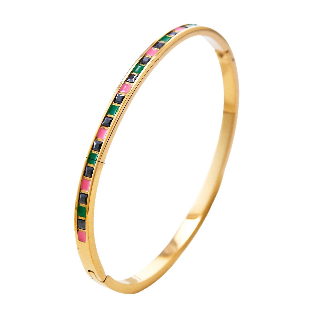 Korean Style Minimalist Fashion Cool Style 18k Gold Plated Madam Geometric Zircon Bracelet For Women Designer Bracelet Stainless Steel Non-fading High