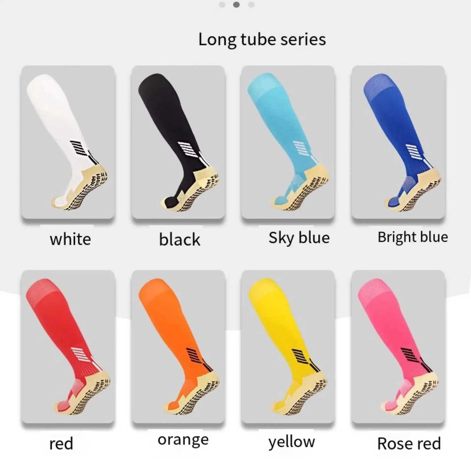 Anti-Slip Football Socks Cut Black Long Length Adhesive Towel High Leg Grip Soccer Stockings Sports for Men and Children Z250731