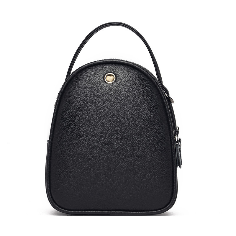 2025 Summer New Women's Bag Soft Leather Women's Small Round Bag Three layer Small Backpack Shoulder Bag Mini Crossbody Bag Fashion New Desi