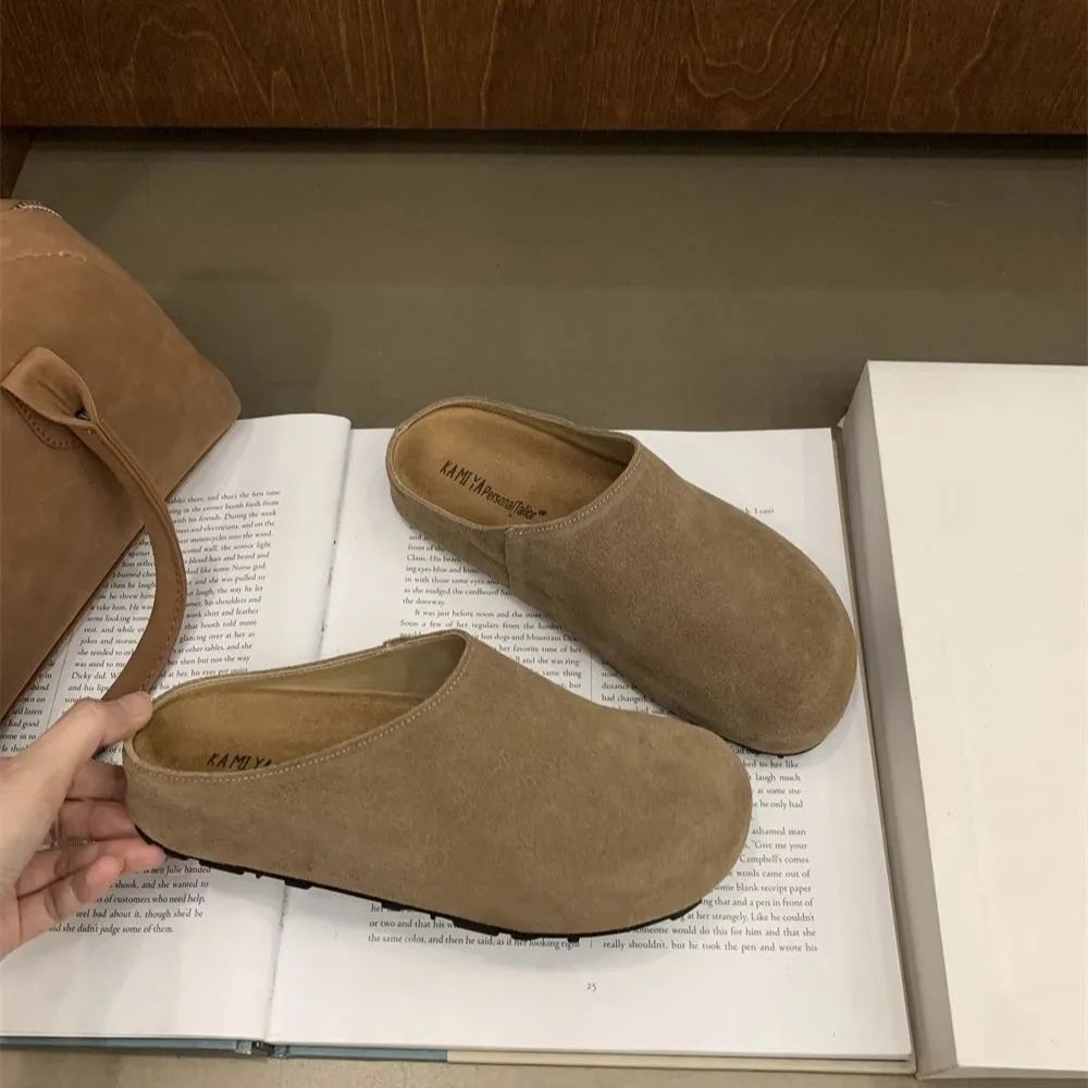 Free shipping designer Boken slippers, thick-soled women's outerwear, spring one-step retro bun, lazy people's height-increasing outerwear