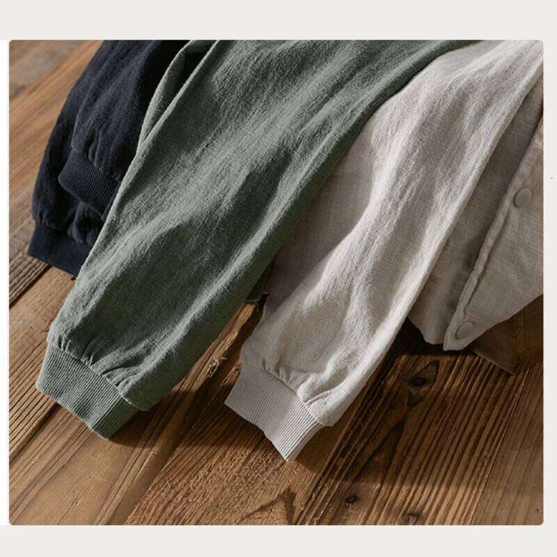 Designer Clothing 2025 Spring Autumn Clothing Cotton And Linen Men's Jacket, Simple Stand Collar Casual Loose Travel Camping Top
