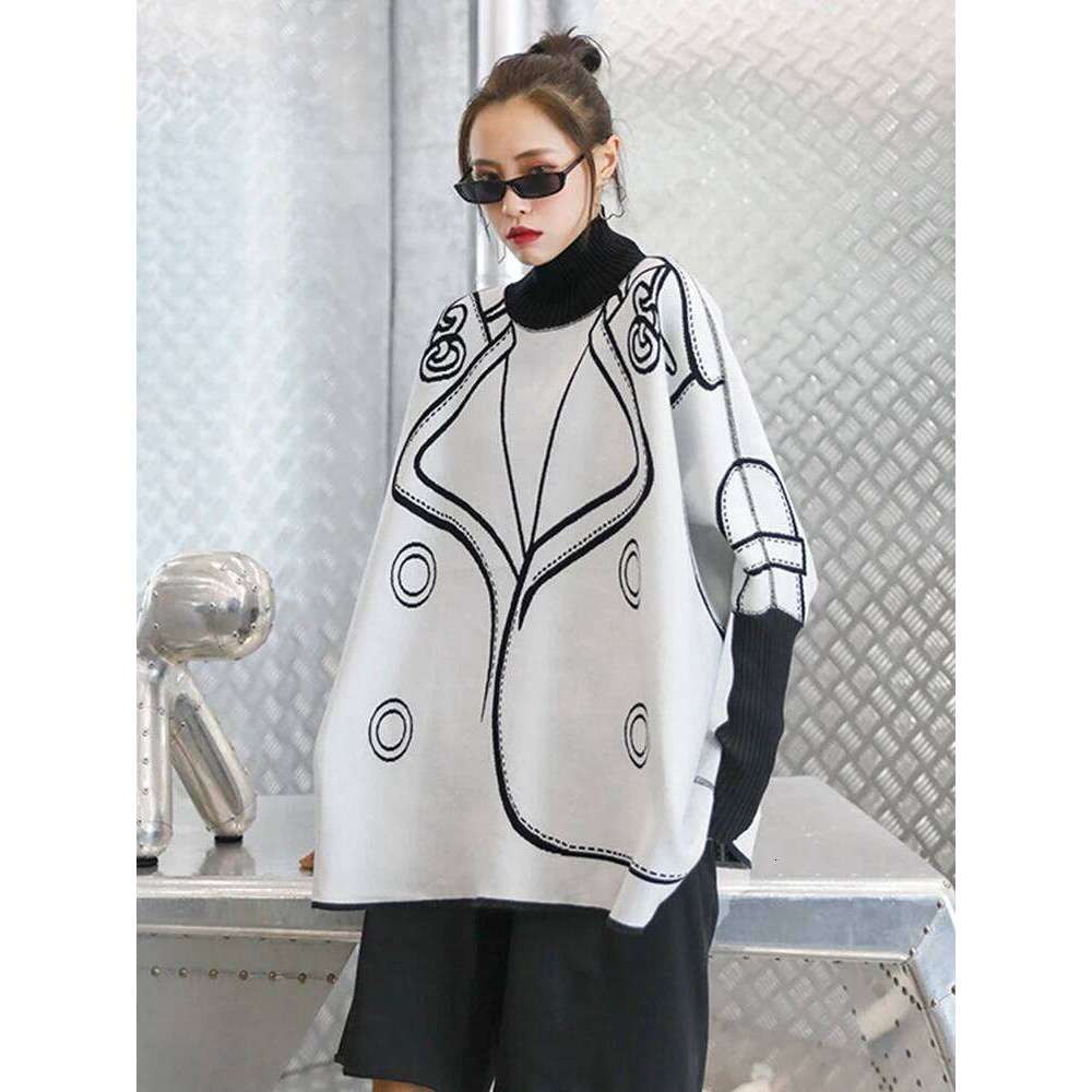 Designer Clothing 2025 Both Side Wear Big Size Knitting Sweater Turtleneck Long Sleeve Women Pullovers New Fashion Autumn Winter 2025 1De3629