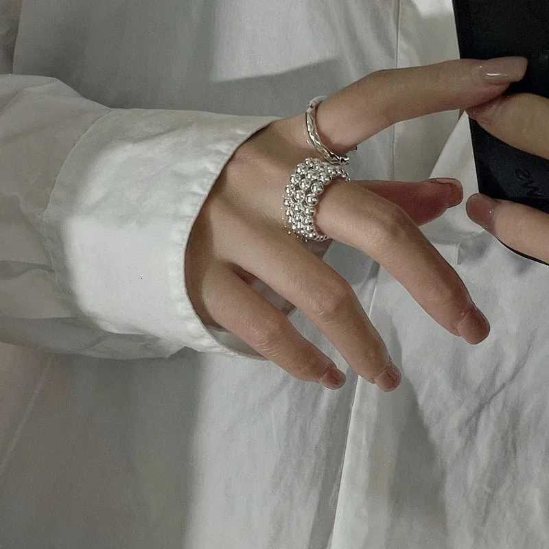 925 Sterling Silver Simple Rings For Women Men Adjustable Open Retro 3 Layers Dots Ring For Party Birthday Gift y250730