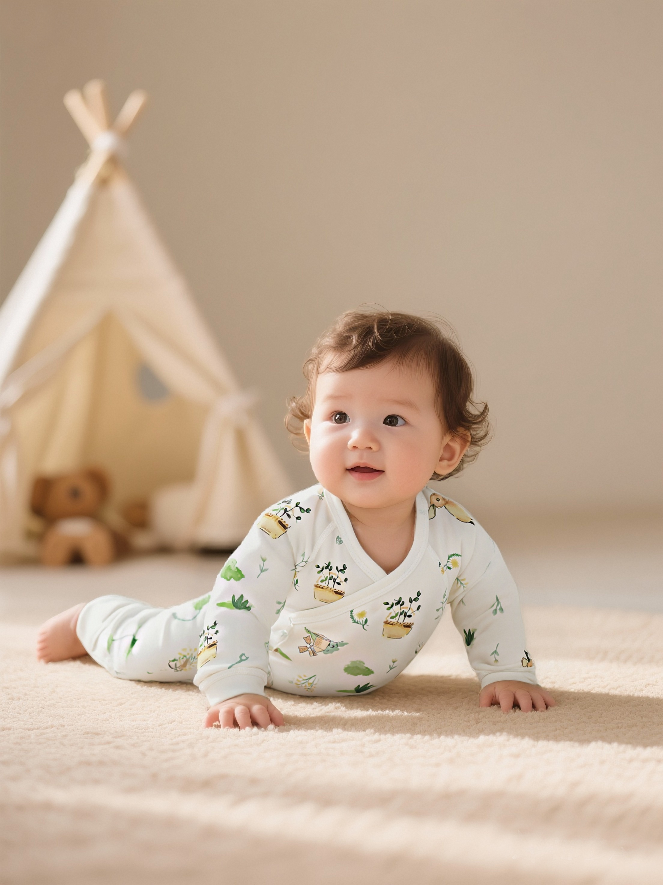 Autumn baby clothes pure cotton long-sleeved infant and toddler A-type clothes baby jumpsuit baby home clothes climbing clothes