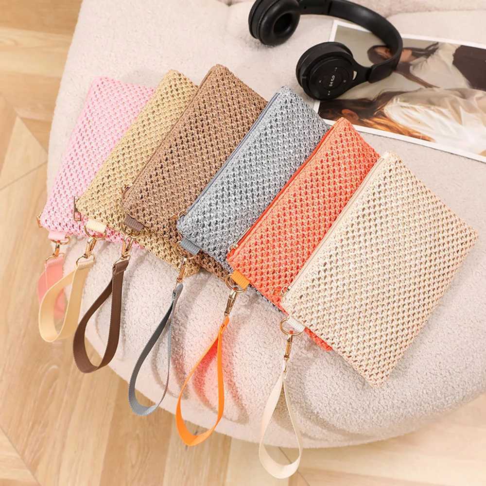 Women CluTCh Bag FAshion Handmade Ladies Solid Wristlet Bag StrAW Woven Phone Coin Purse Beach Wallet Fresh Sweet Y250730