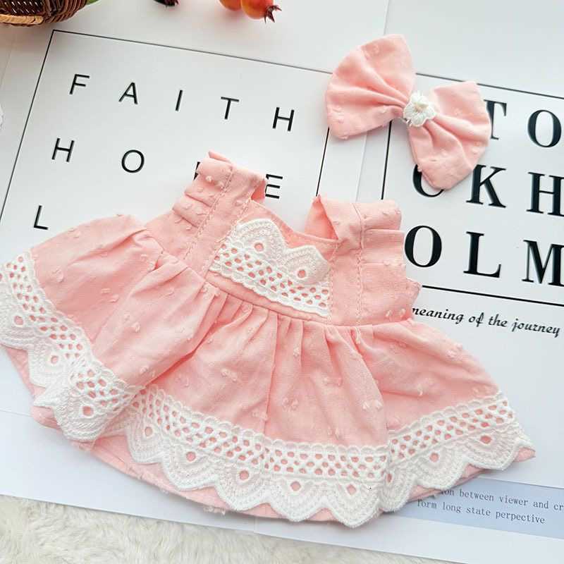 38cm Labubu plush doll clothing - MOKOKO sweet pink and blue lace dress for the Labubu doll