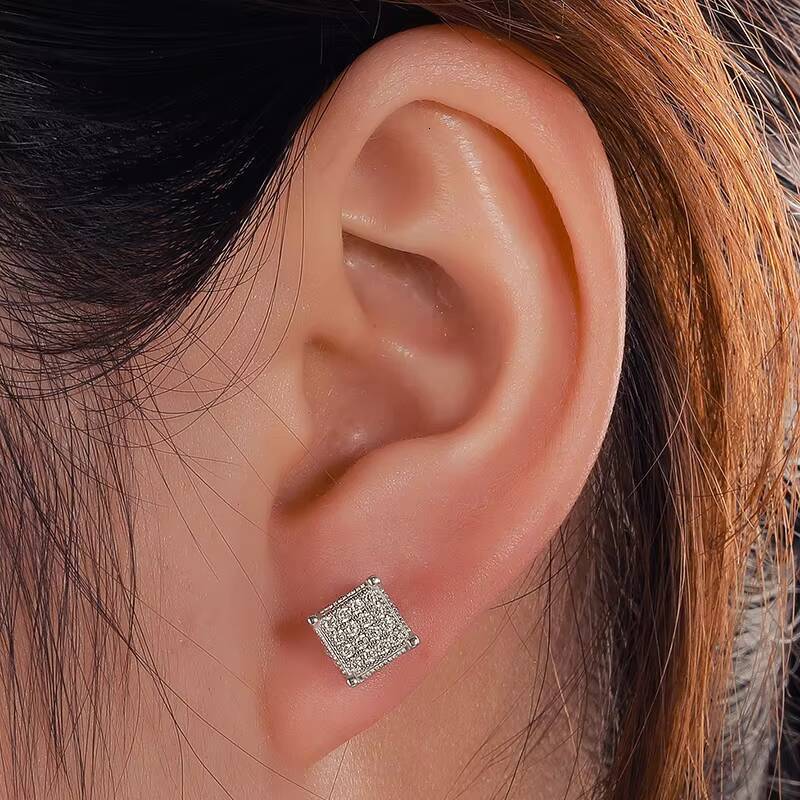 925 Sterling Silver Moissanite Diamond Screw Back Earrings Men Gold Plated Waterproof Stud Earrings With Certificate