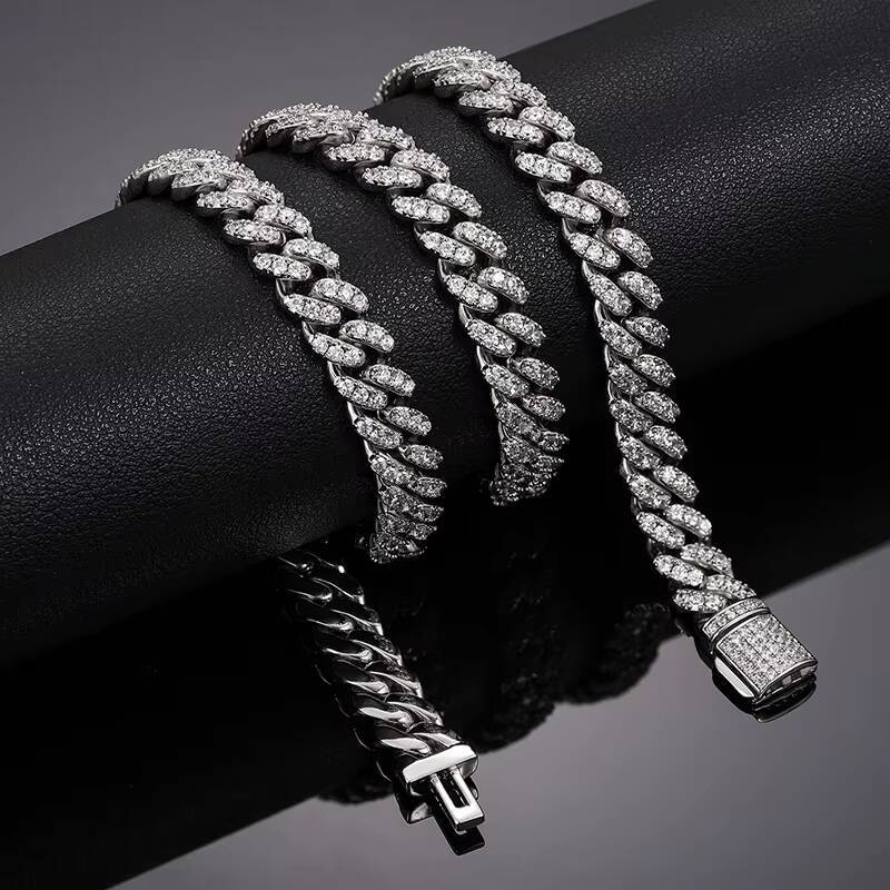 Custom Iced Out 8mm 925 Sterling Silver Pass Diamond Tester VVS Moissanite Diamond Miami Cuban Link Chain for Women