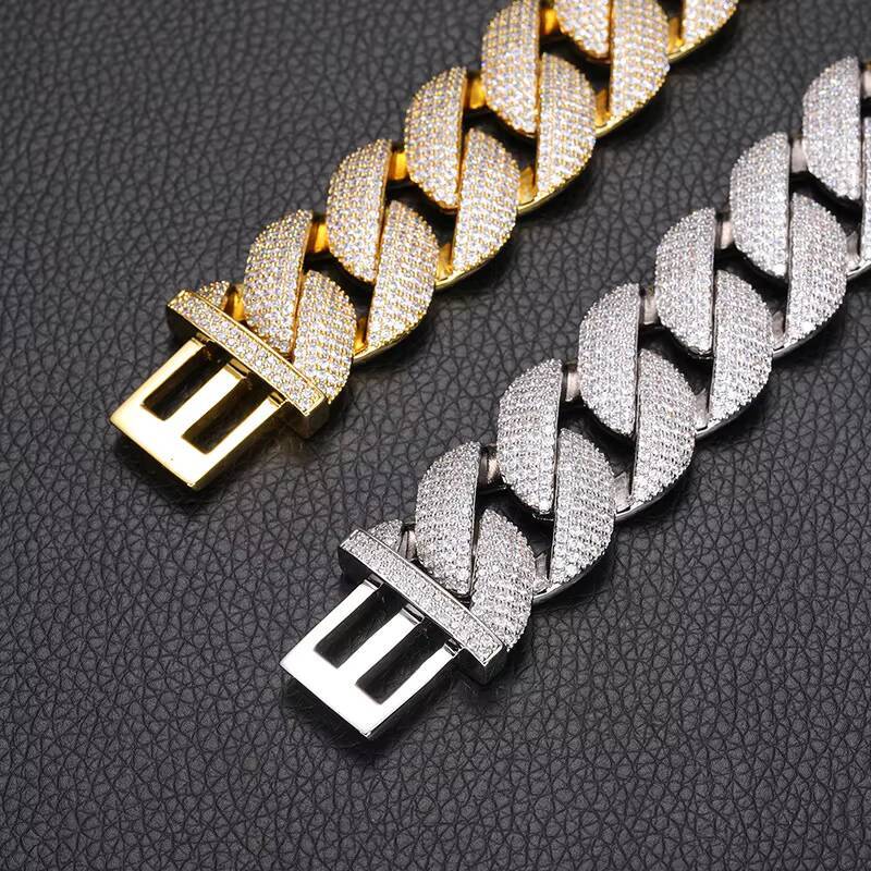 Factory Direct 22mm Bubble Miami Cuban Link Chain 5 Rows Fully Iced Out CZ 18K Gold Plated Brass Fashion Hip Hop Necklace