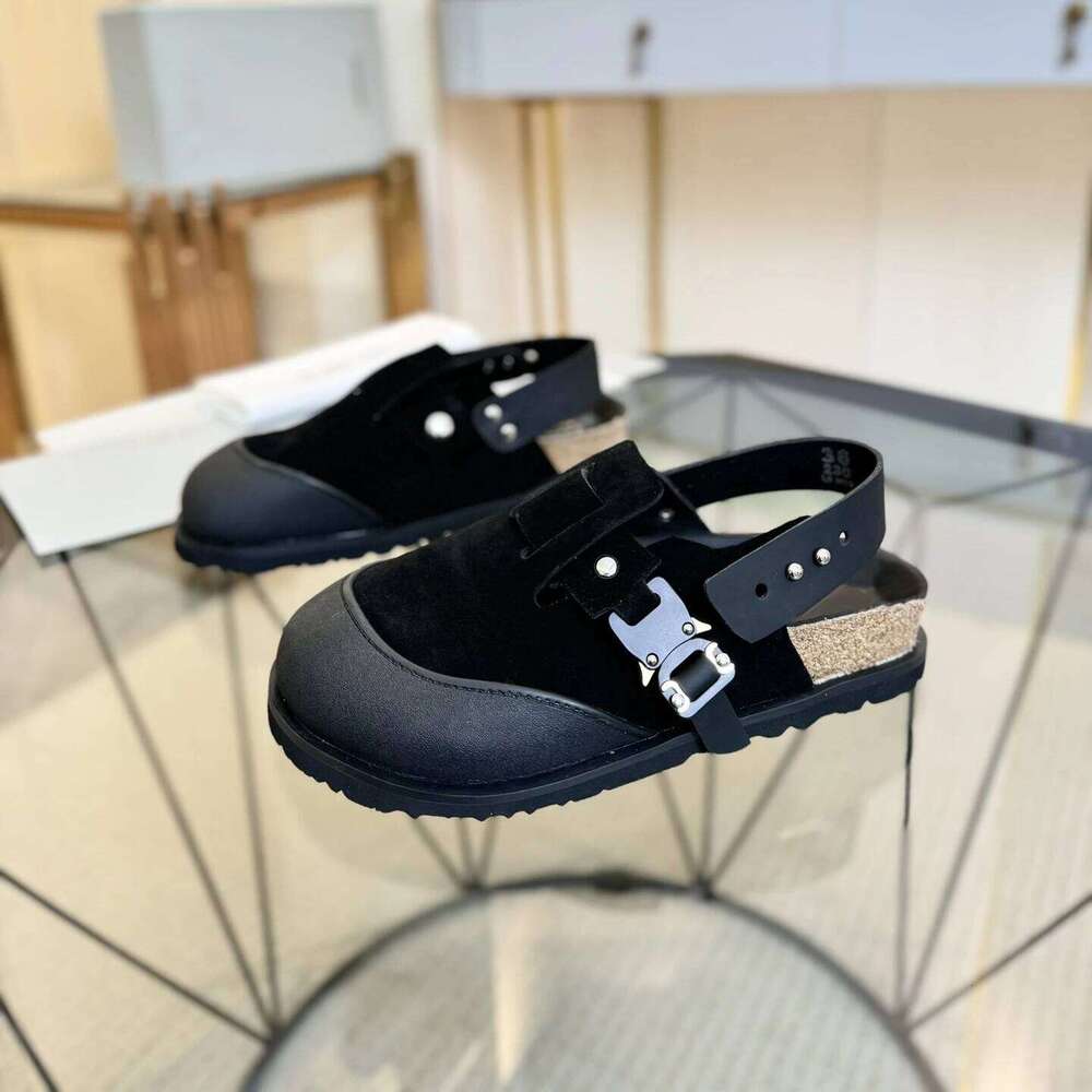 Women Size35-45 Natural Cow Suede Couple Sandals Flats Mixed Colors Leisure Round Toe Designer Shoes Zapatillas De Mujer ffd
