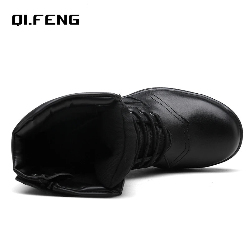 Steel Toe Mens High Top Boots Genuine Leather Training Boots Outdoor Mountaineering Work Shoes Winter Warm Snow Footwear 250729