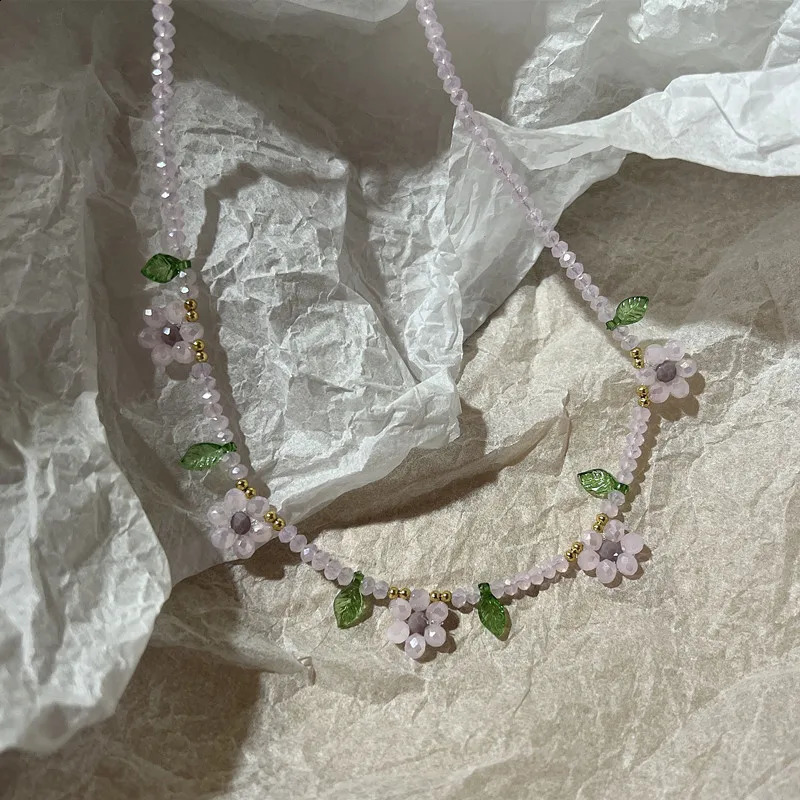 Colorful Daisy Flowers Beaded Choker Necklace Handmade Charm Clavicle for Women Summer Beach Boho Jewelry 250716