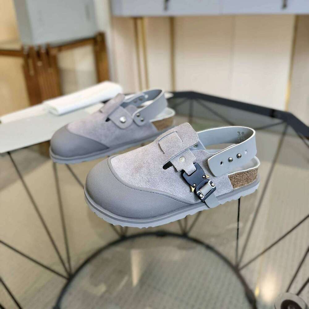 Women Size35-45 Natural Cow Suede Couple Sandals Flats Mixed Colors Leisure Round Toe Designer Shoes Zapatillas De Mujer ffd