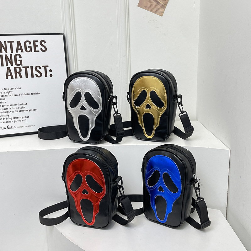 New Skull Personality Quirky Ghost Shoulder Halloween Women's Crossbody Small Square Phone Bag ddmymoon