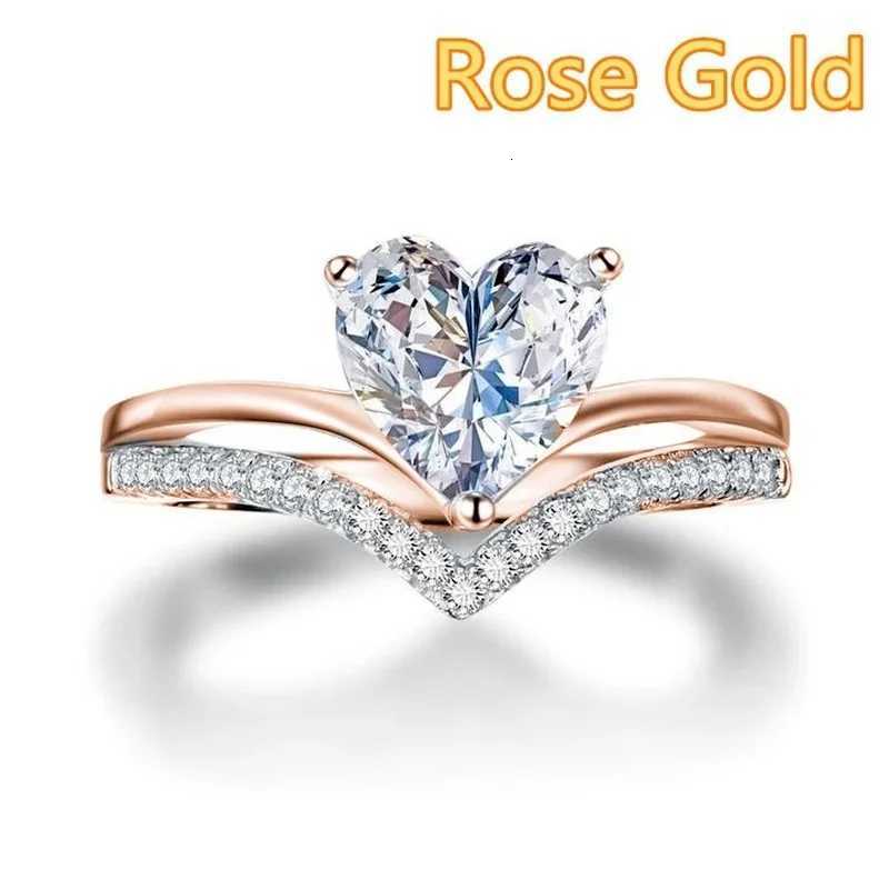 Delicate Silver Color White Zircon Stones Heart Rings for Women Fashion Bridal Engagement Wedding Ring Set Jewelry Gift y250730