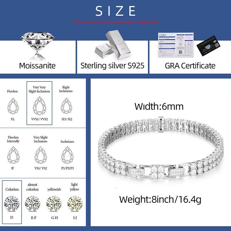 2 Row Vvs Moissanite Party Jewelry 925 Sterling Silver Luxury Glamour Iced Out Jewelry Tennis Bracelet for Gift