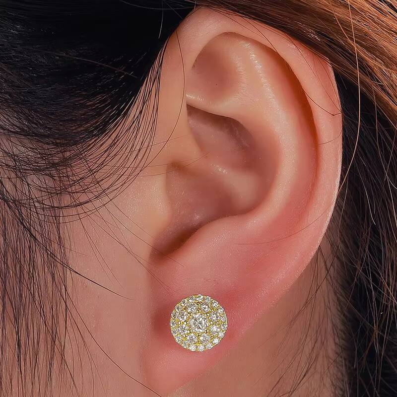 D Color Sparkling Round Cut Moissanite Diamond Earring Hypoallergenic 925 Sterling Silver Engagement Wedding Stud Earring