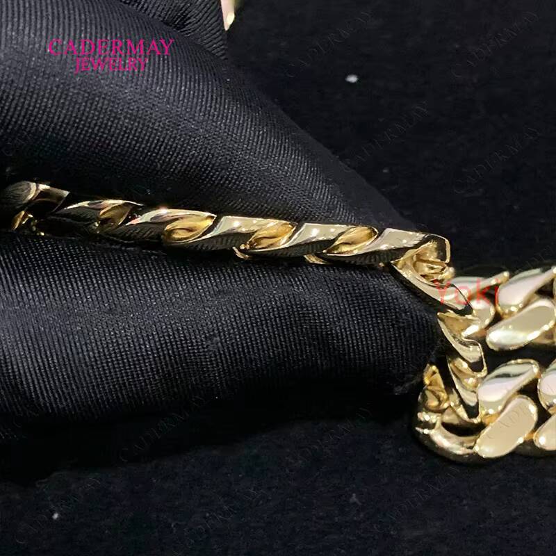 Hip Hop Heavy 250g Gold Chain Necklace 14mm 925 Silver 14k Gold Plated Smooth Miami Cuban Link Chain With Long Moissanite Clasp