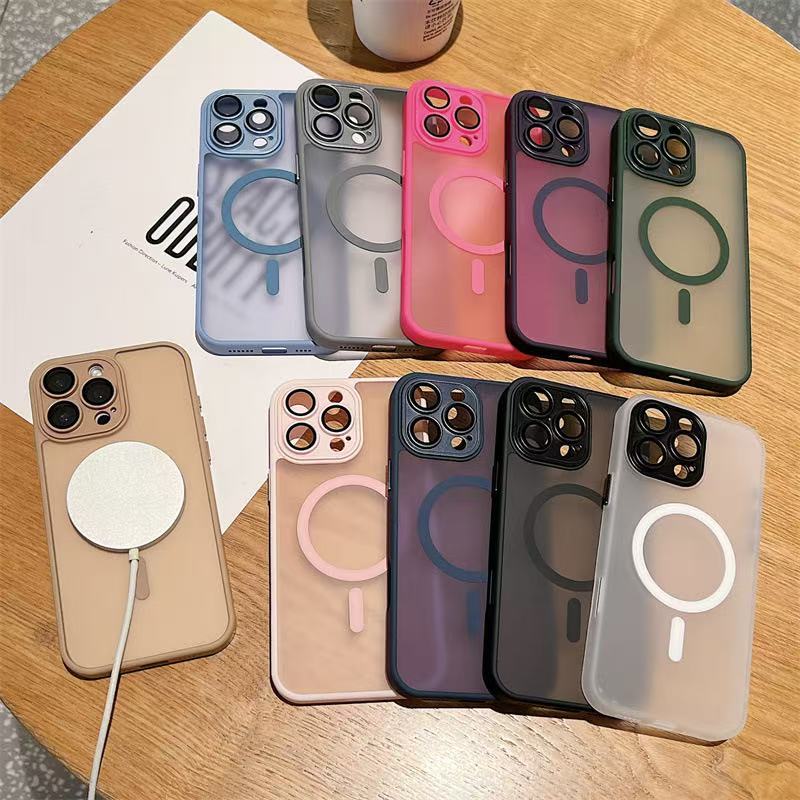 Strong Magnetic Transparent Acrylic Hard Phone Case Camera Protector Metal Keys Slim Shield for iPhone 16 15 14 13 12 11 Pro Max