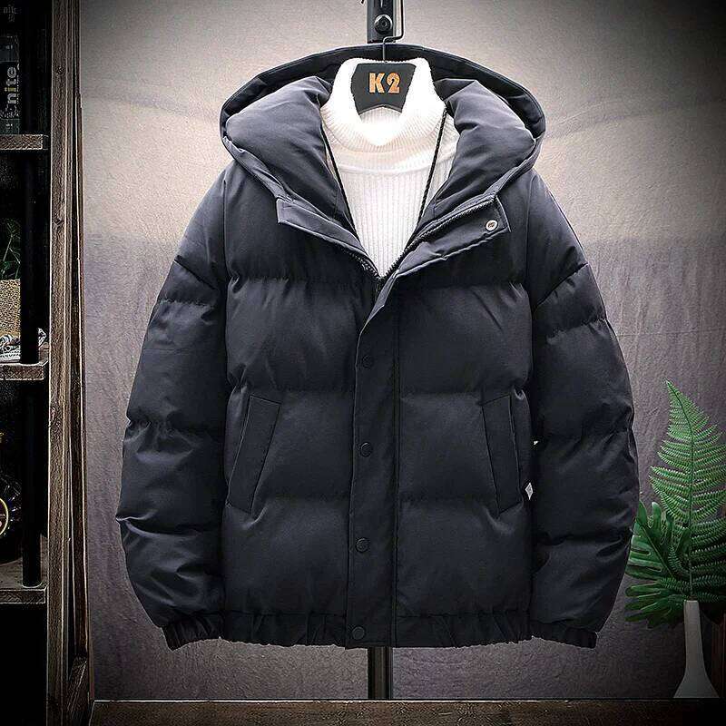 Casual 2025 Autumn Winter Men's Warm Hooded Cotton Padded Jackets Solid Color Thick Parka Outwear Windproof WADDED Coat Clothing MDNG