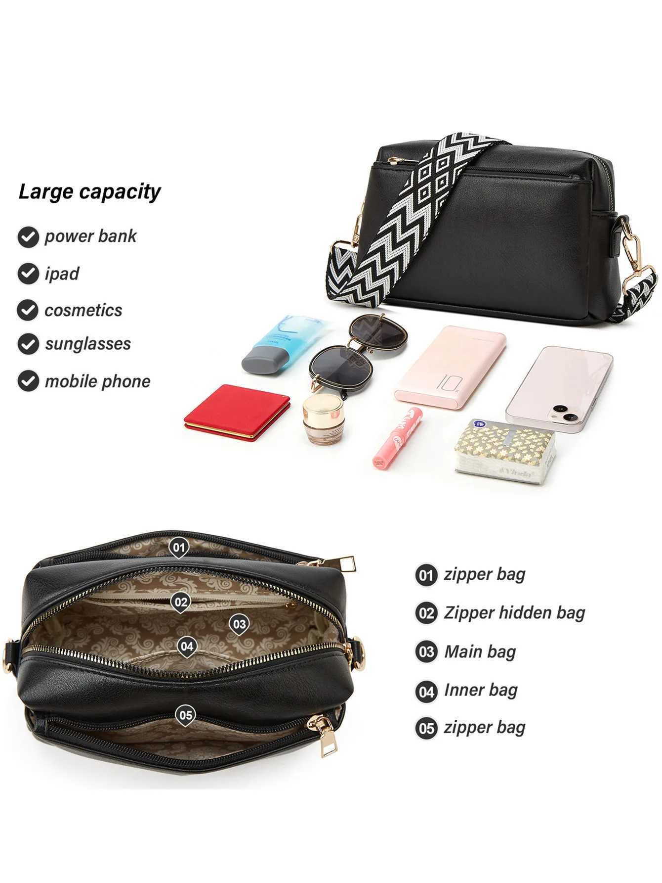 Womens Bag Single Shoulder Crossbody Small Bag New Multi Zipper Anti Splashing PU Womens Bag Womens Small Square Bag Y250730