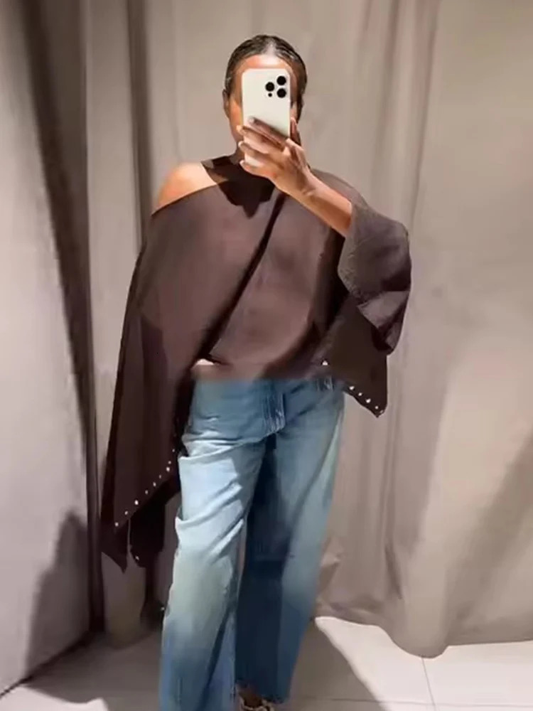 Summer Womens Loose Cropped Cloak Jackets for Women TRAF In Cape Coats And Holiday Casual Poncho 250731