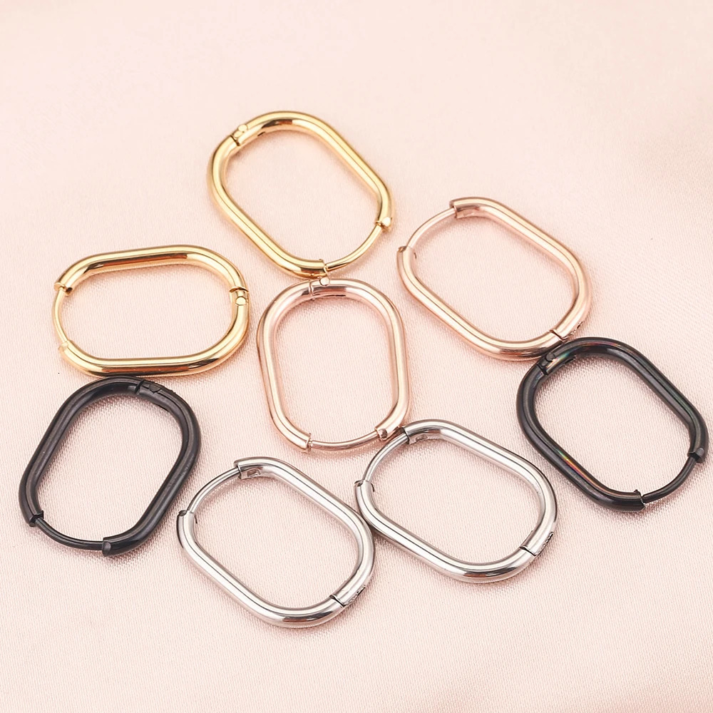 6pcs/lot Stainless Steel Rectangle Earrings Ear Hooks Gold-Plate oval Hoop Findings for DIY Earrings Parts Jewelry Wholesale 250729