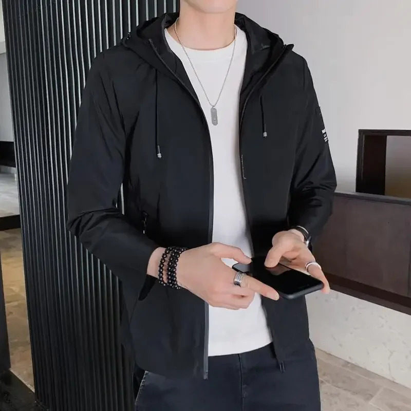 Highend trendy and fashionable mens Spring autumn casual hooded pilot jacket windbreaker outdoor fishing com 250730