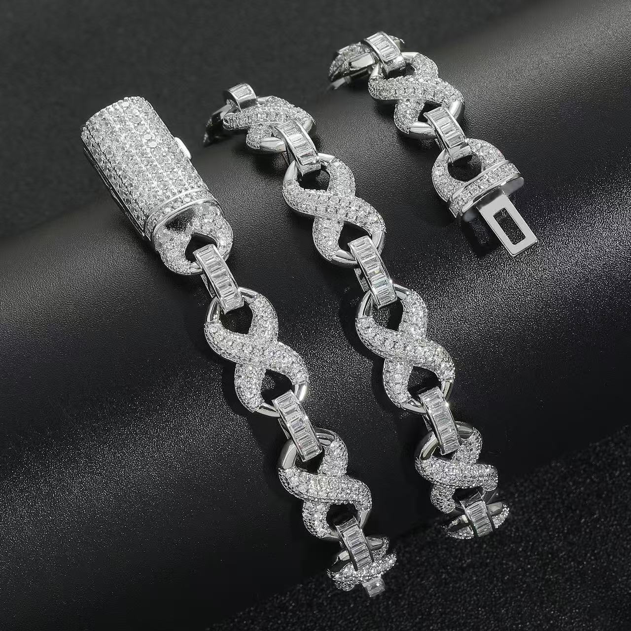 Hip Hop Jewelry 925 Silver Iced Out Infinity Necklace Pass Diamond Tester 16MM VVS Moissanite Diamond Cuban Link Chain