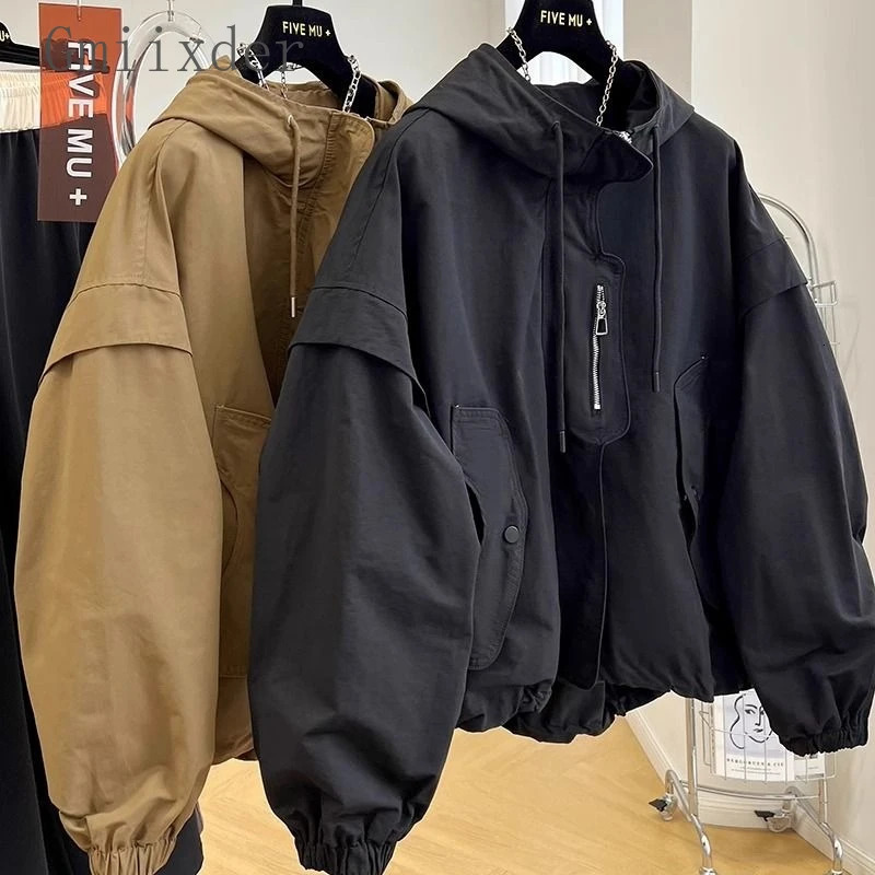 High-end n Niche Unique Hooded Casual Top Loose Workwear Jacket Womens Spring Autumn Short Windbreaker Trendy Jacket Chic 250728