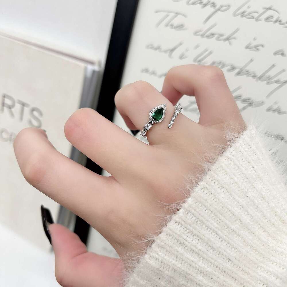 Light Luxury Zircon Sparkling Snake-Shaped Silver Open Ring High-Quality Texture Simple Versatile Trendy Cool Women's Jewelry 445