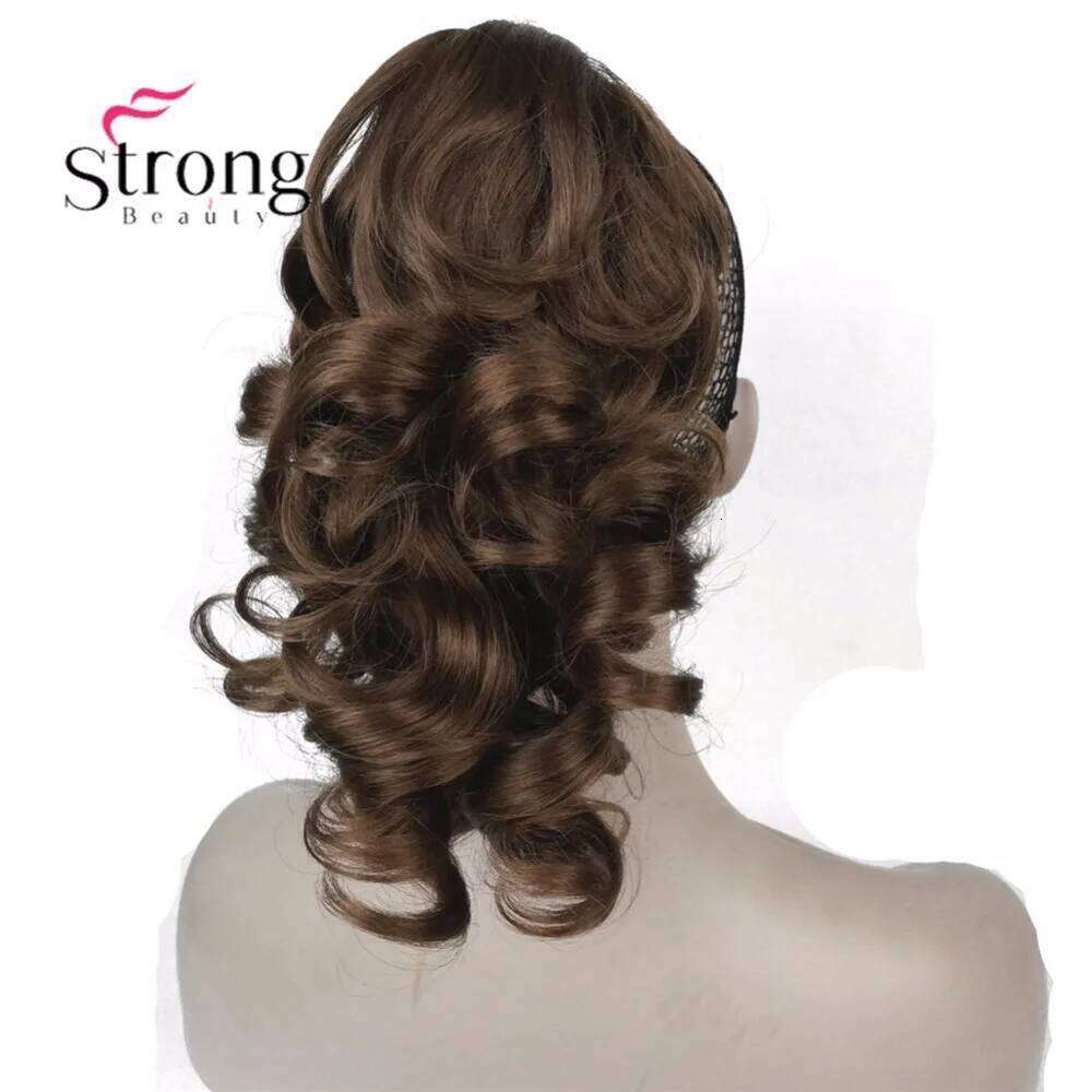 StrongBeauty 12" Curly Clip In Claw Ponytail Hair Extension Synthetic Hairpiece 125g with a jaw/claw clip