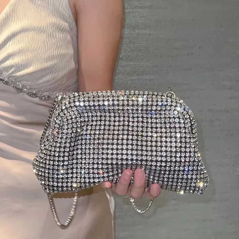 Glitter Cloud Bag Womens Handbag Crystal Shiny Rhinestones Diamond Evening Bag Wedding Party Clutch Purse Shoulder Bags Y250730