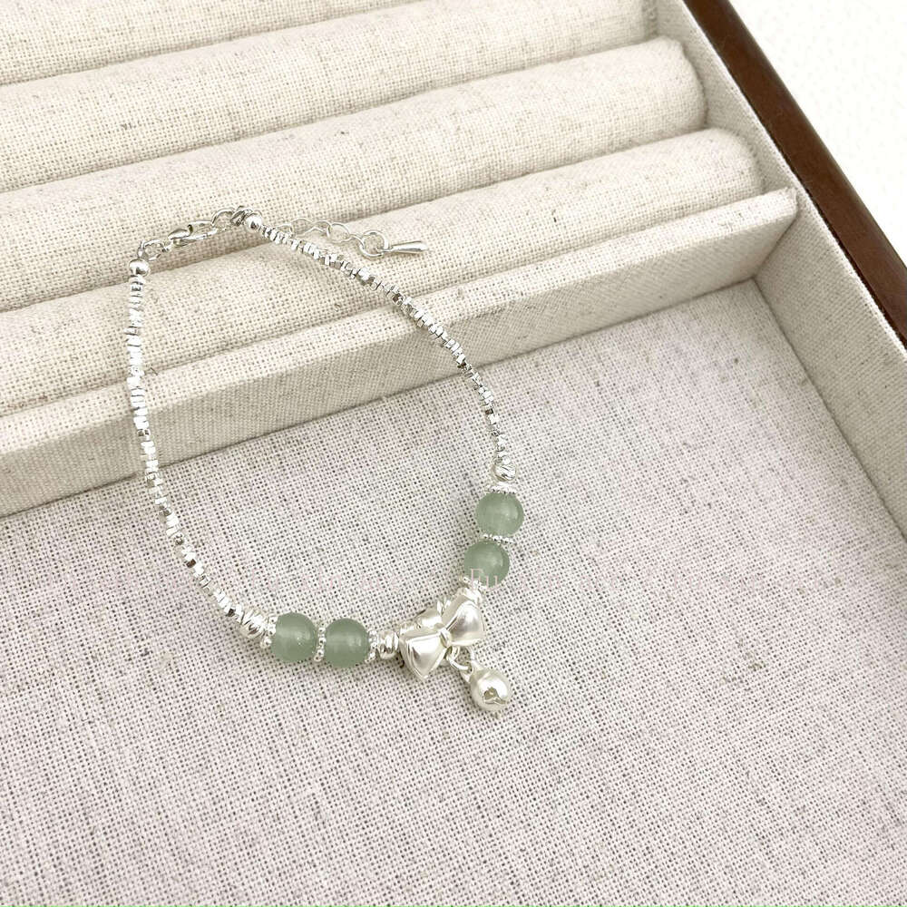 New Chinese Style Bowknot Bell Fragmented Sier Jade Bracelet Light Niche Fashion High-end Sense Hand Jewelry 4e1
