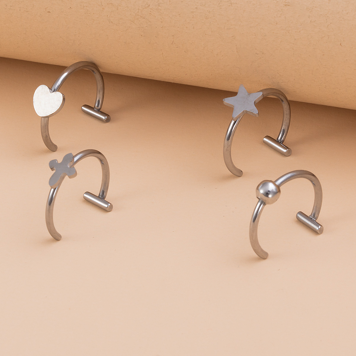 Love stainless steel cross lip ring, non perforated pentagram lip nail, human puncture jewelry, ear bone ring wholesale