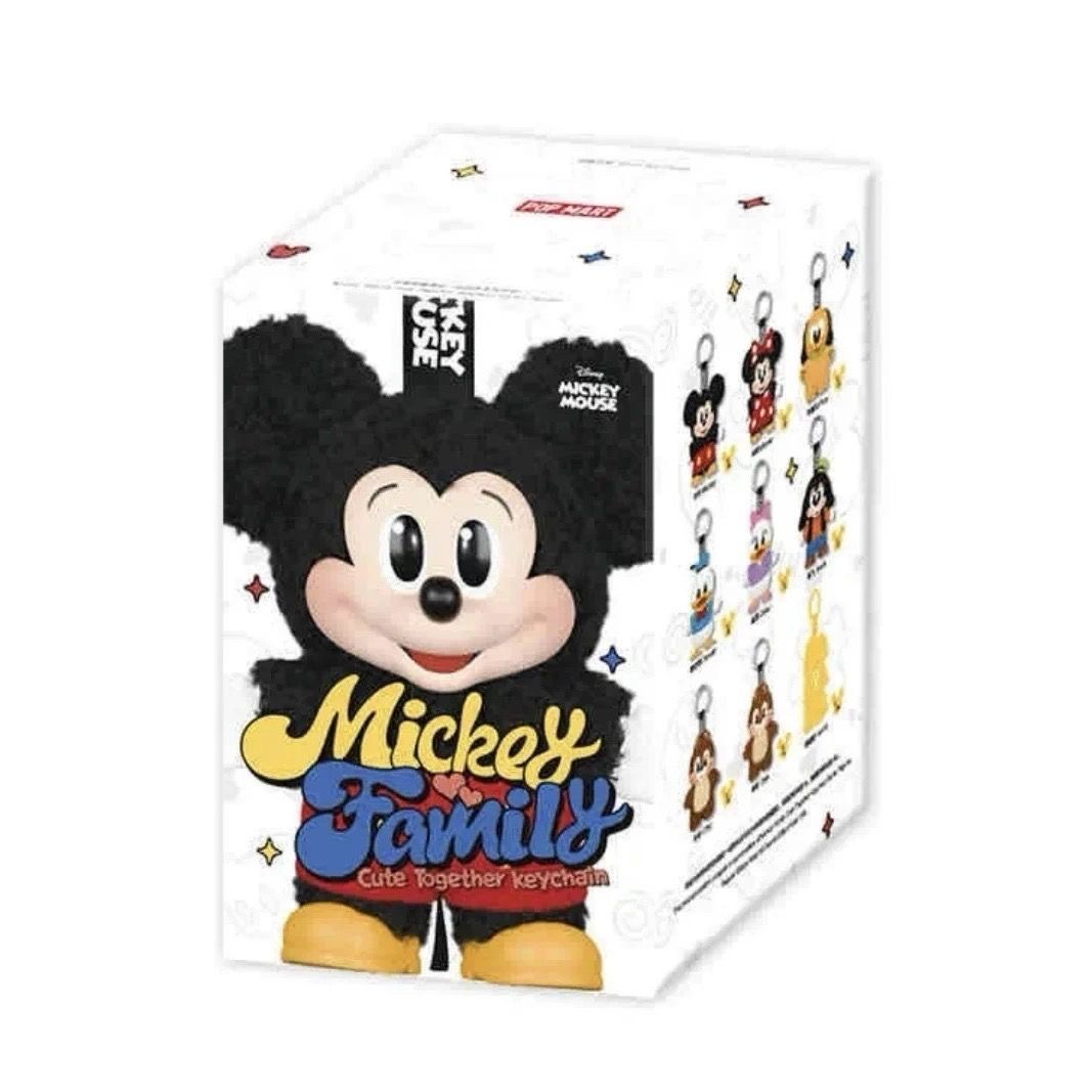 Disney Genuine Pop Mart Mickey Family Cute Together Keychain Series Blind Box Vinyl Doll Anime Figure Decoration customized Kid Gift Y250609