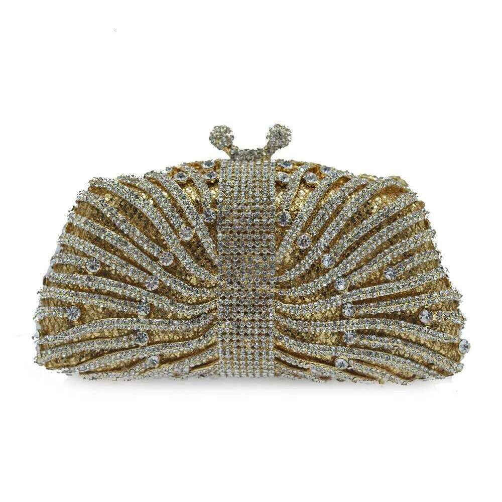 Designer Luxury XIYUAN Fashion Pink Crystal Designer Clutch Famous Brand Golden Evening Bags With Chain Women Shoulder Bag