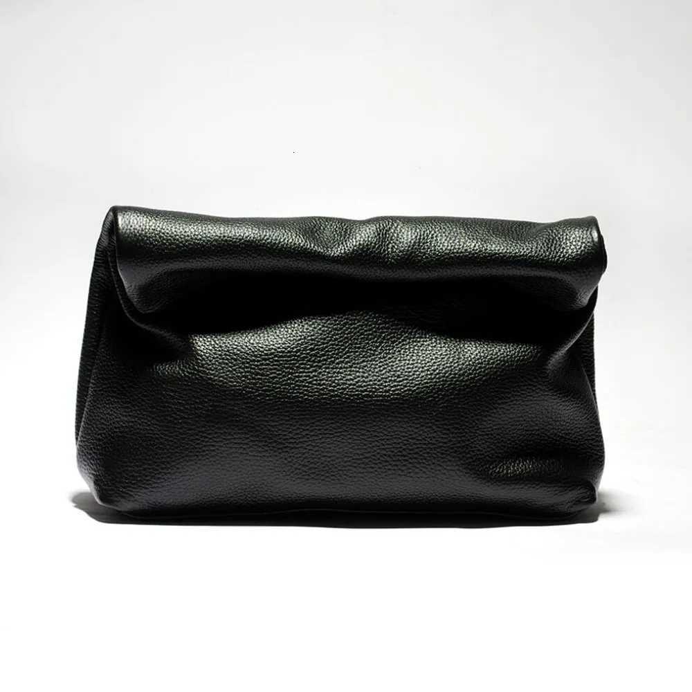 100% genuine leather Cowhide Handbag High Quality Leather Womens Foldable Designer Handbag Simple Magnet Handle Bags Y250730