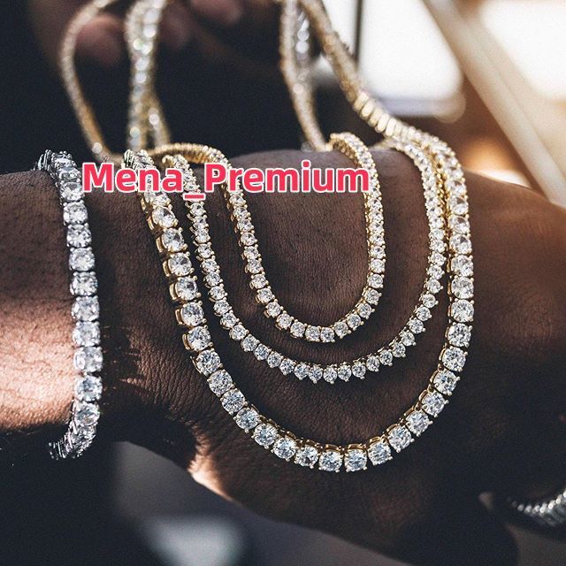 Wholesale Hip Hop Jewelry Fashion Iced Out 18K Gold Silver Plated Brass Zircon Diamond Tennis Chain CZ Necklace for Men Women