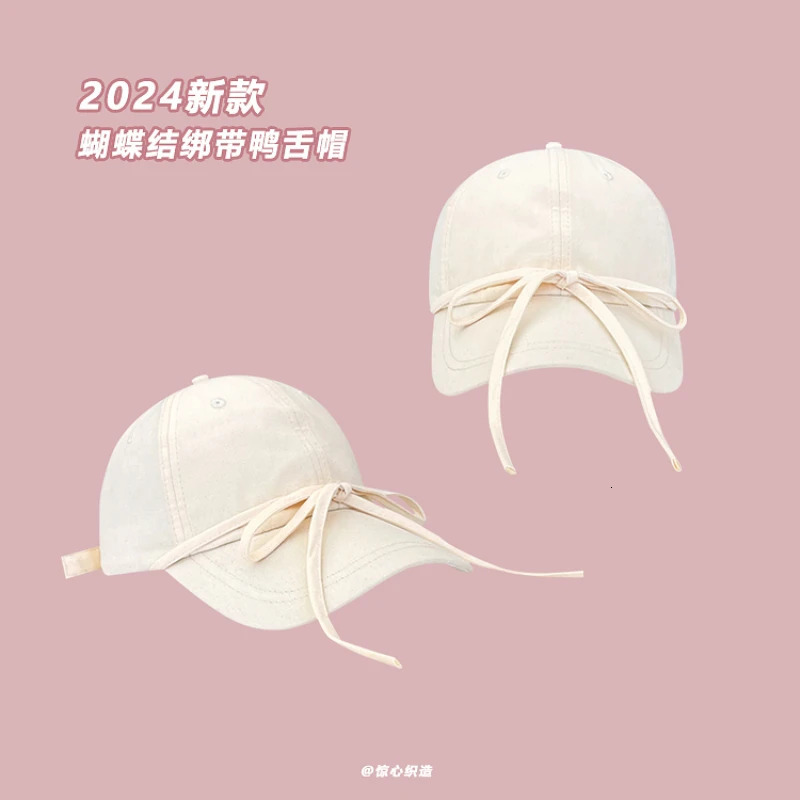 Sweet Bow Strap Baseball Caps Men Spring and Summer Sunscreen Korean Version Casual Versatile Cute Womens Hats 250730