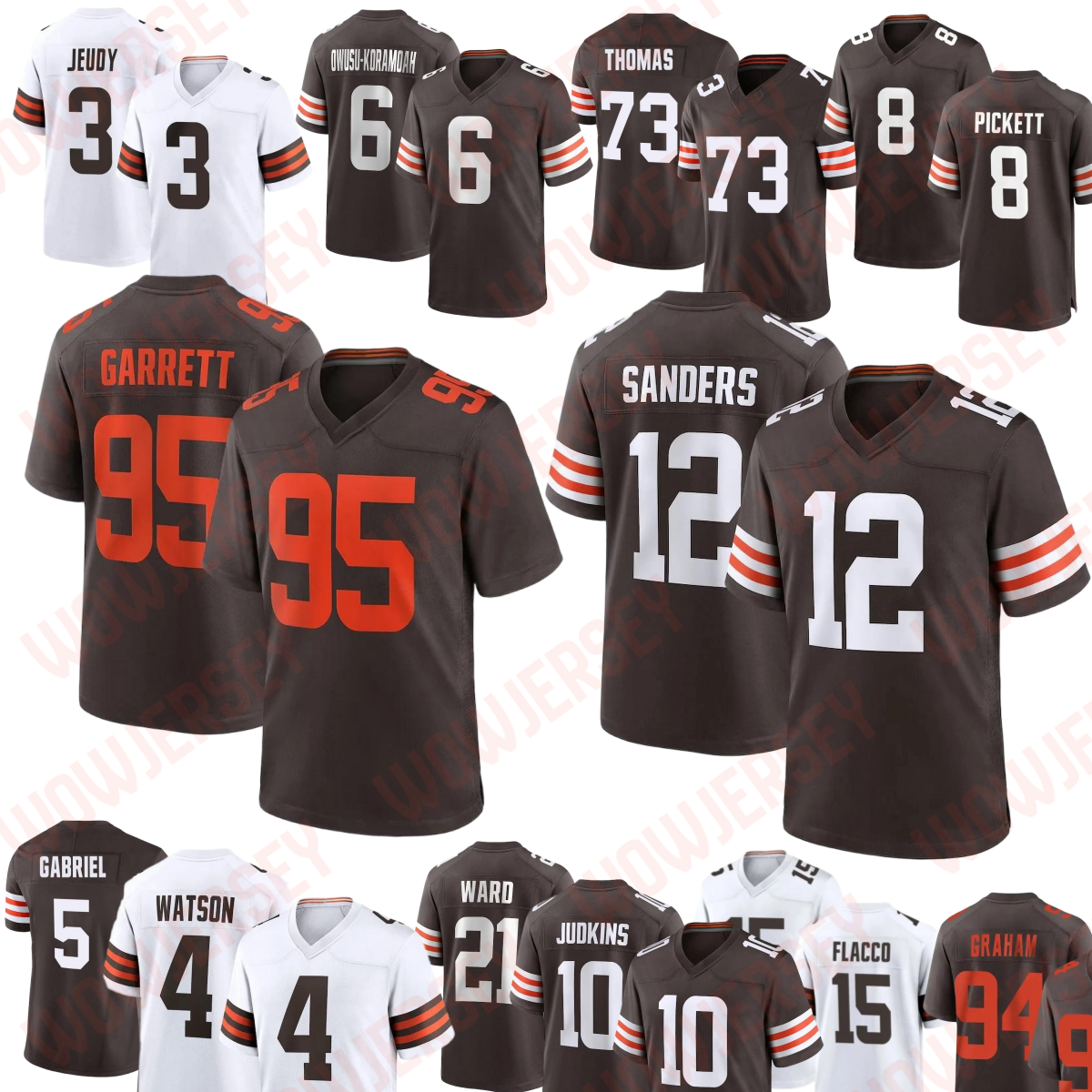 12 Shedeur Sanders Myles Garrett Football Jersey Quinshon Judkins Deshaun Watson Owusu-Koramoah Denzel Ward Jerry Jeudy Joe Flacco Mason Graham Dillon Gabriel