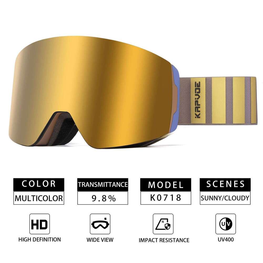 KAPVOE Outdoor Ski Men Snowboard Glasses Women Winter Snow Sunglasses Uv400 Magnetic Attraction Anti-Fog Skiing Goggles