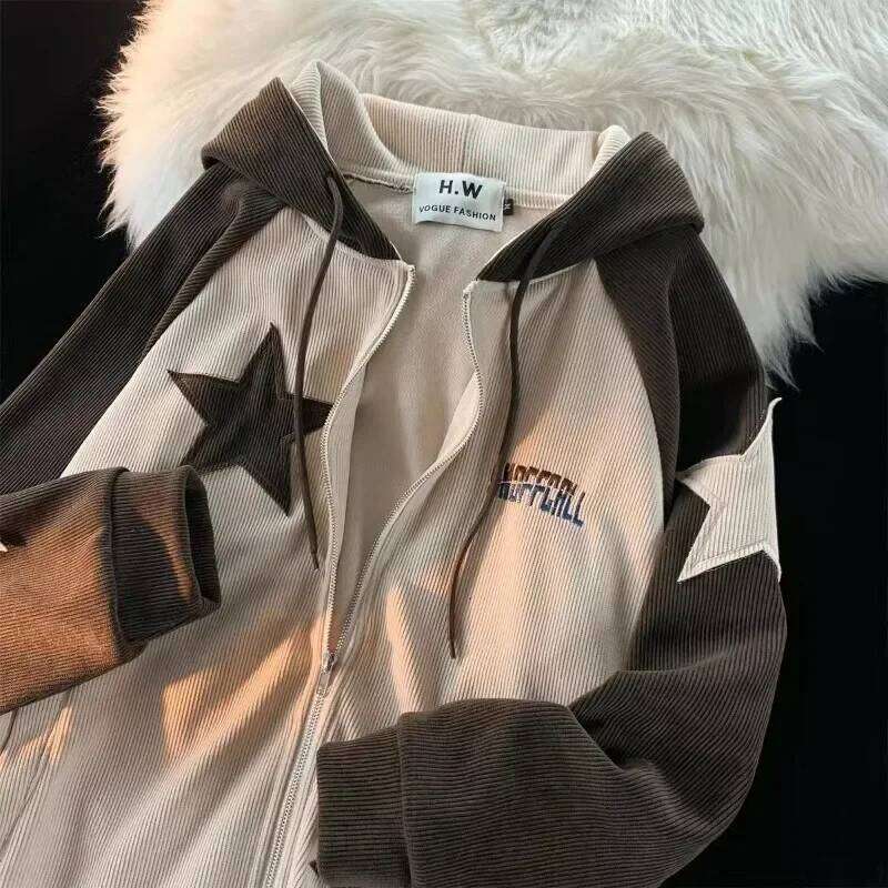 Designer Clothing 2025 American Retro Patch Star Corduroy Jacket For Men And Women Y2k Streetwear Gothic Street Fashion Relaxed Lazy Cardigan Sweater